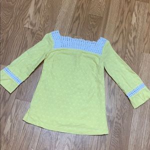 Lilly Pulitzer sunshine yellow embossed print top